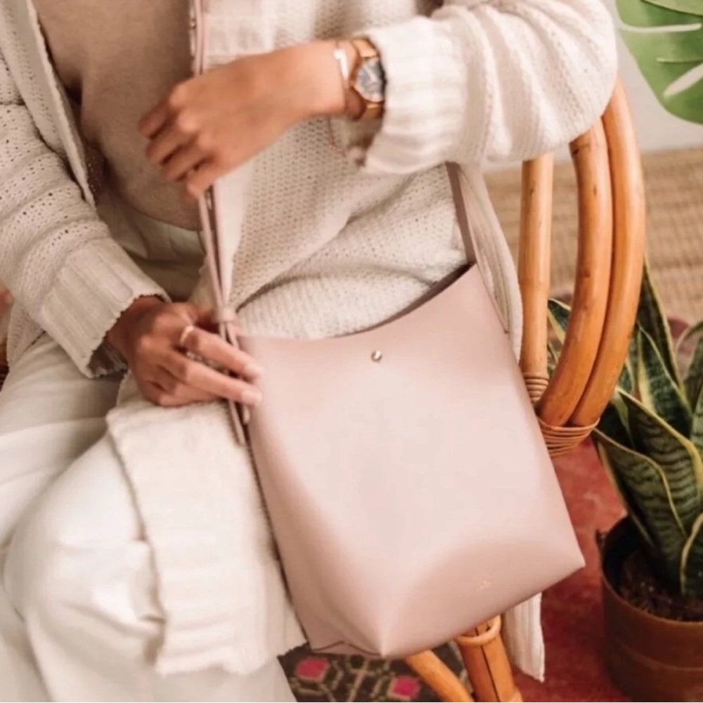 Samara Vegan Light Pink Leather Shoulder Bag